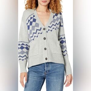 Derek Lam 10 Collective Fair Isle Cardigan Sz XS Wool Blend Oversized